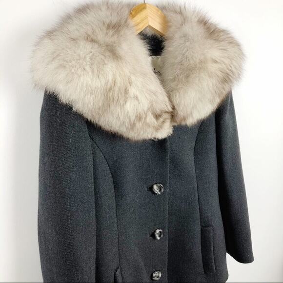 Vintage 1950s Claire Dratch Bethesda Fox Fur Collar Virgin Wool Jacket Coat S - Picture 11 of 16